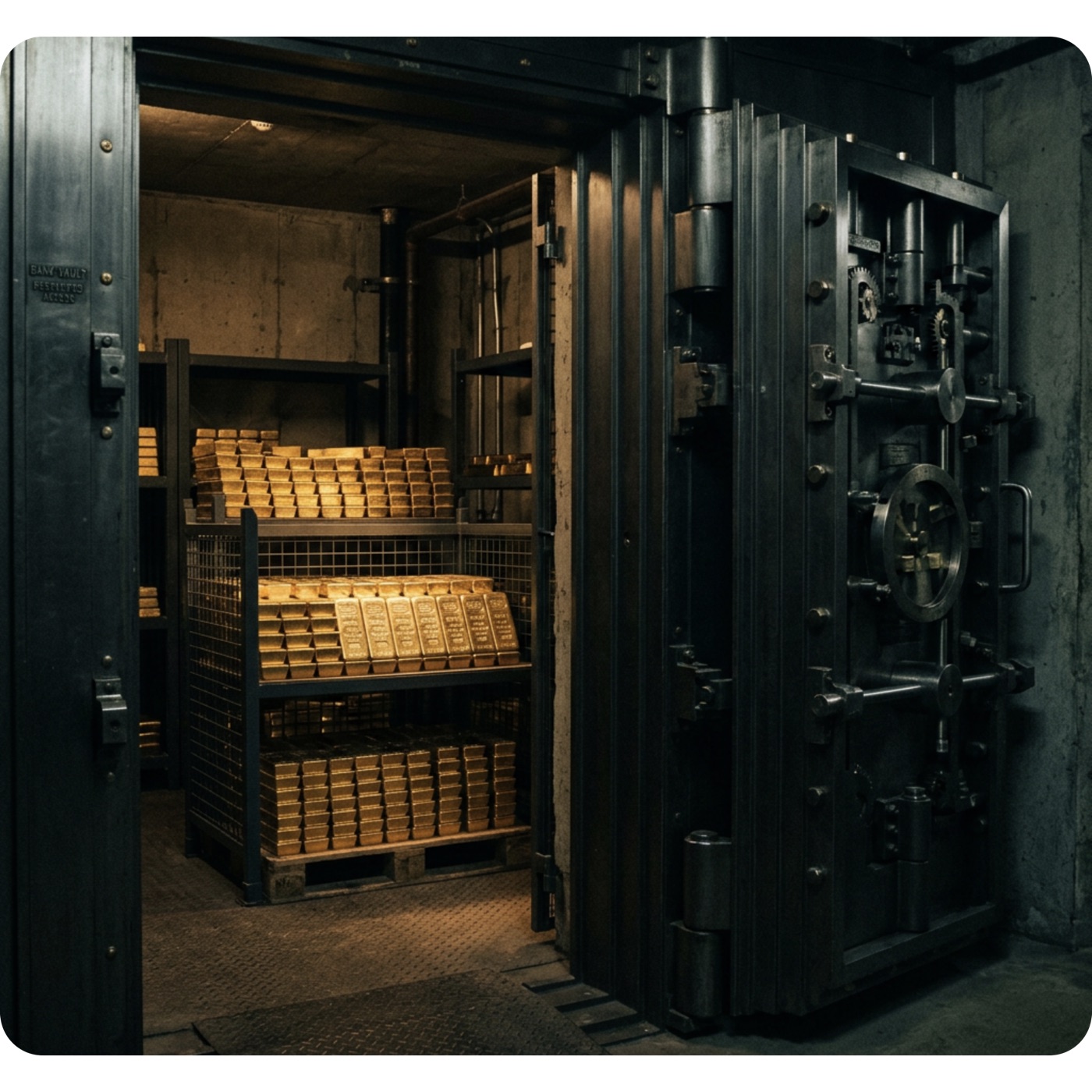 Gold held in a bank vault